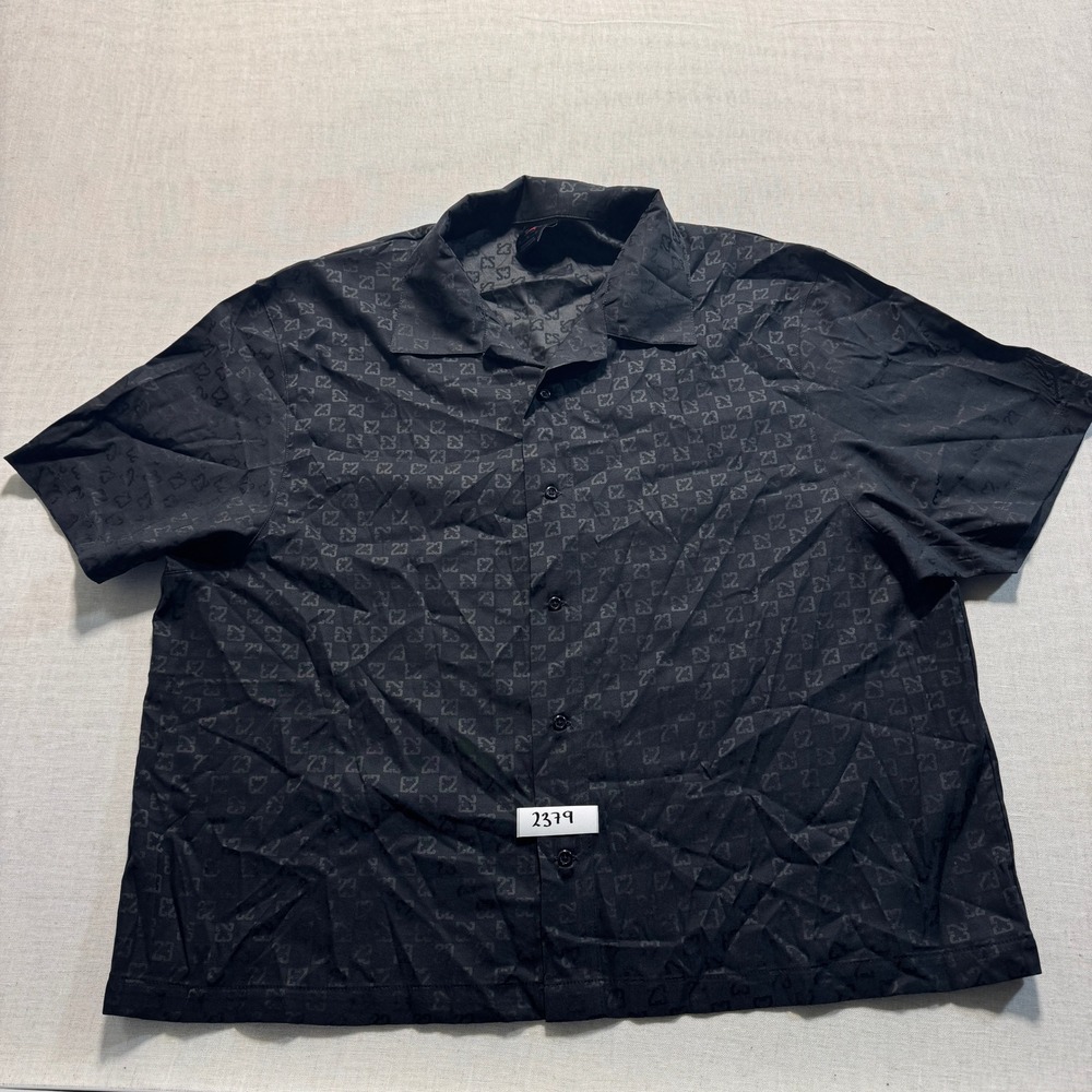 Jordan Button Up Shirt Mens XL Black Monogram 23 Print Short Sleeve